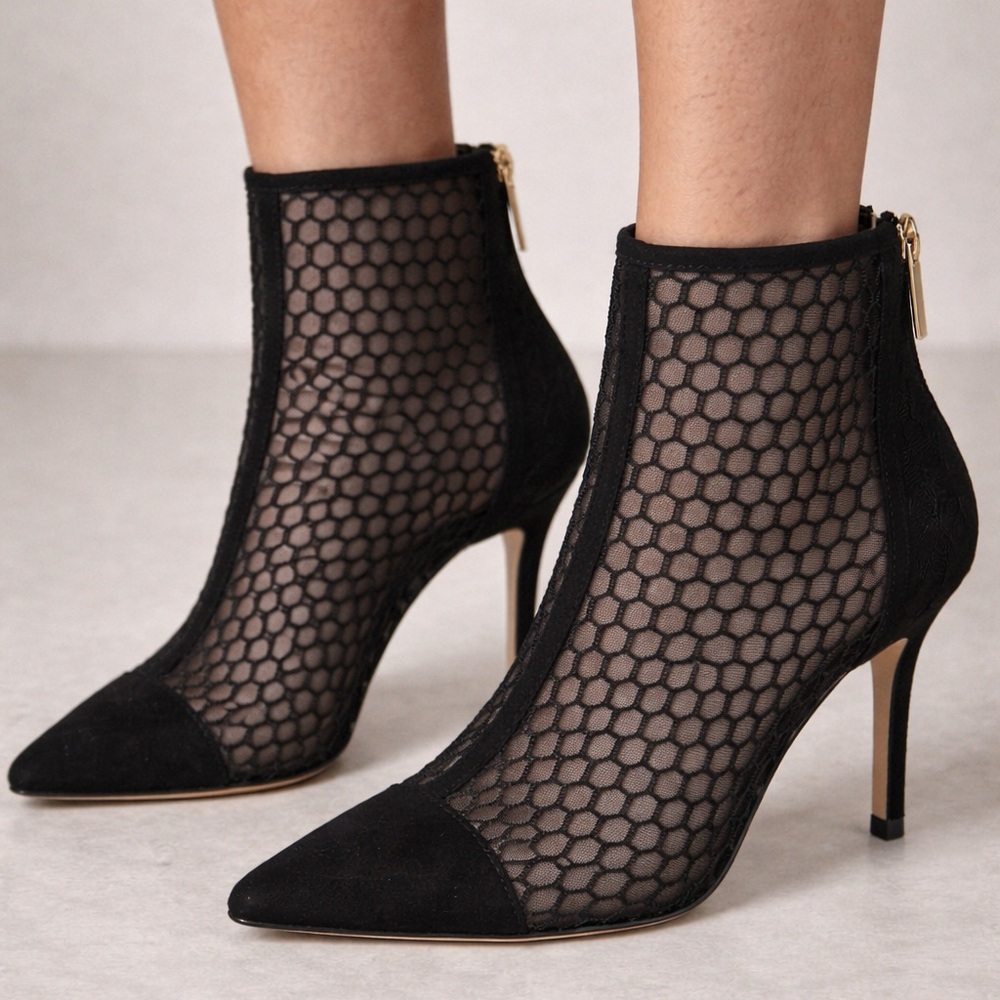 L’AGENCE Black Mesh Ankle Booties NWOT- Size 9 (runs small)